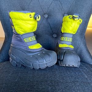 Sorel Snow Boots - USA Toddler Size 7 - Yellow & Gray - with Inserts